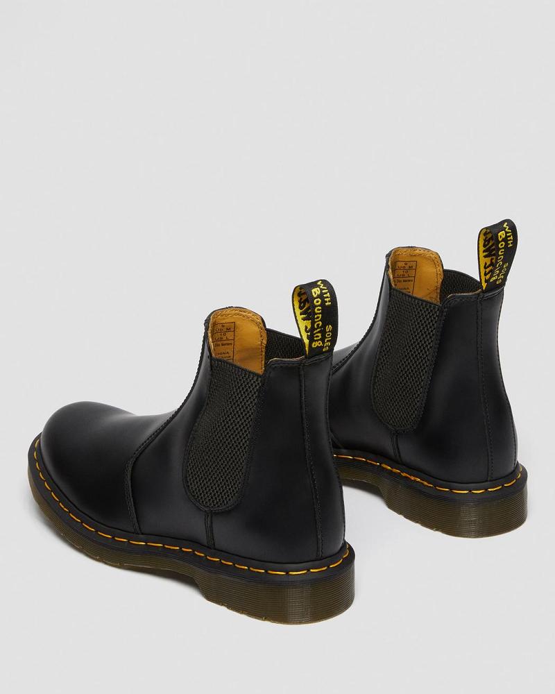 Dr Martens 2976 Yellow Stitch Smooth Læder Chelsea Støvler Dame Sort | DK 120VRW